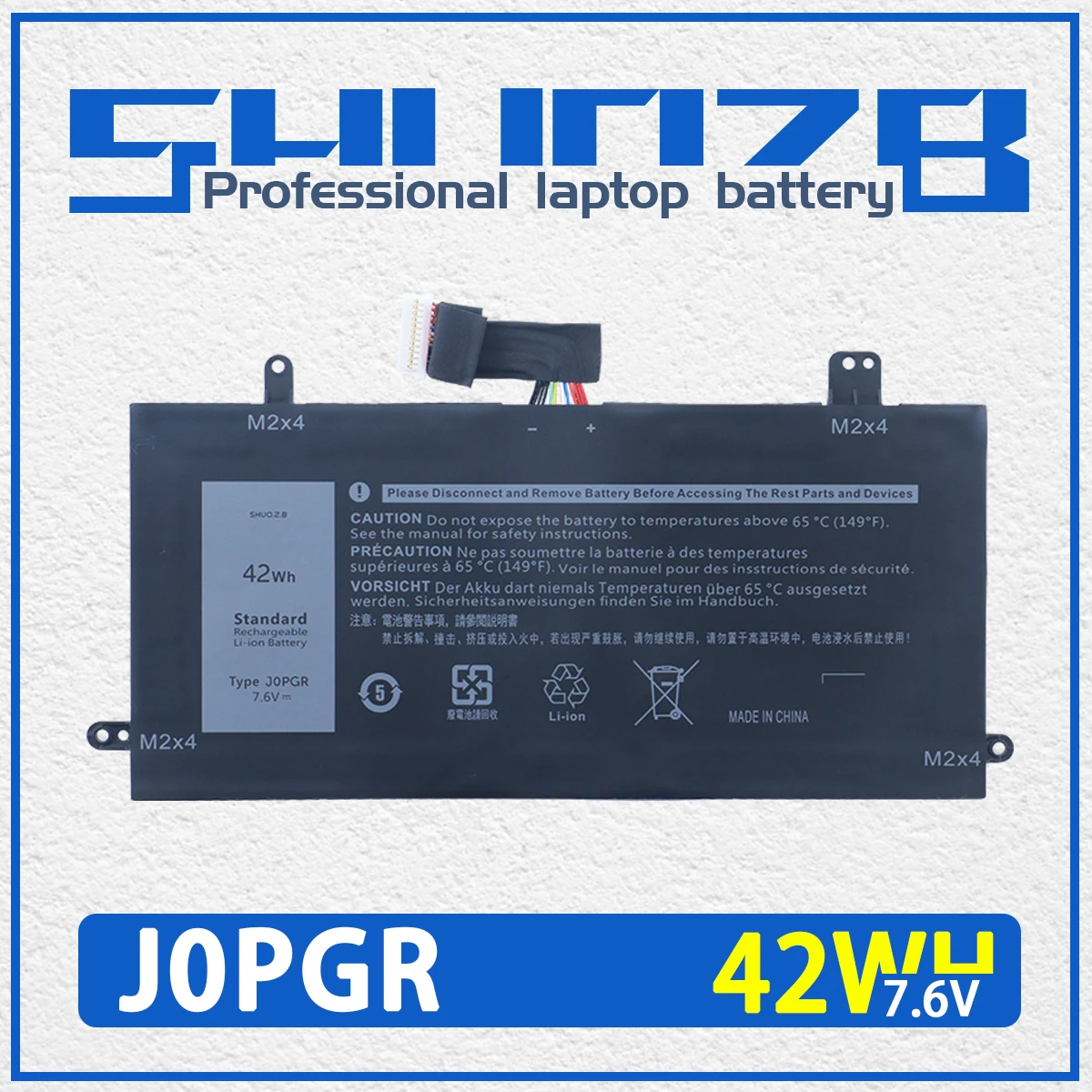 SHUOZB J0PGR Laptop-Akku für Dell Latitude 12 5285 5290 2-in-1 T17G X16TW 1WND8 JOPGR T17G001 FTH6F 0FTH6F 7,6 V 45 Wh