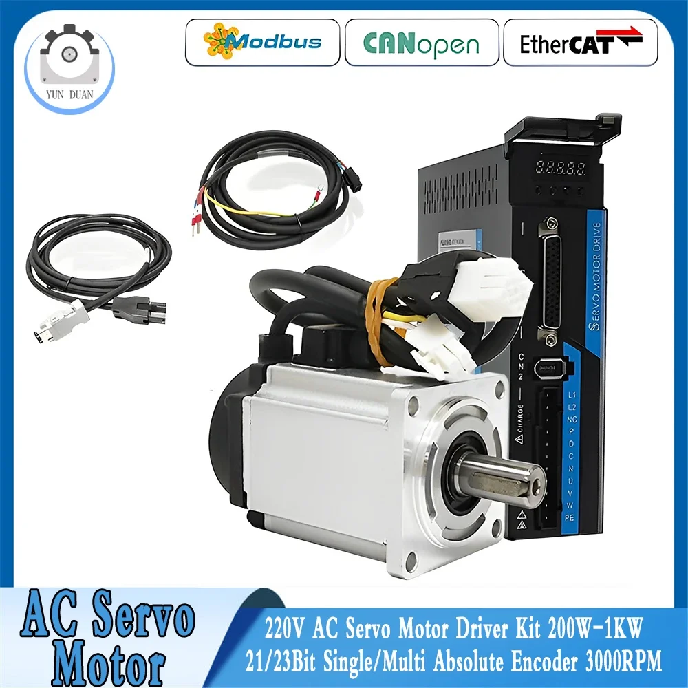 AC Servo Motor Driver Kit 400W/750W/1KW 17/21Bit Single Multi Absolute Encoder 3000RPM 2.39Nm~3.18Nm 80 Flange Servo With RS485