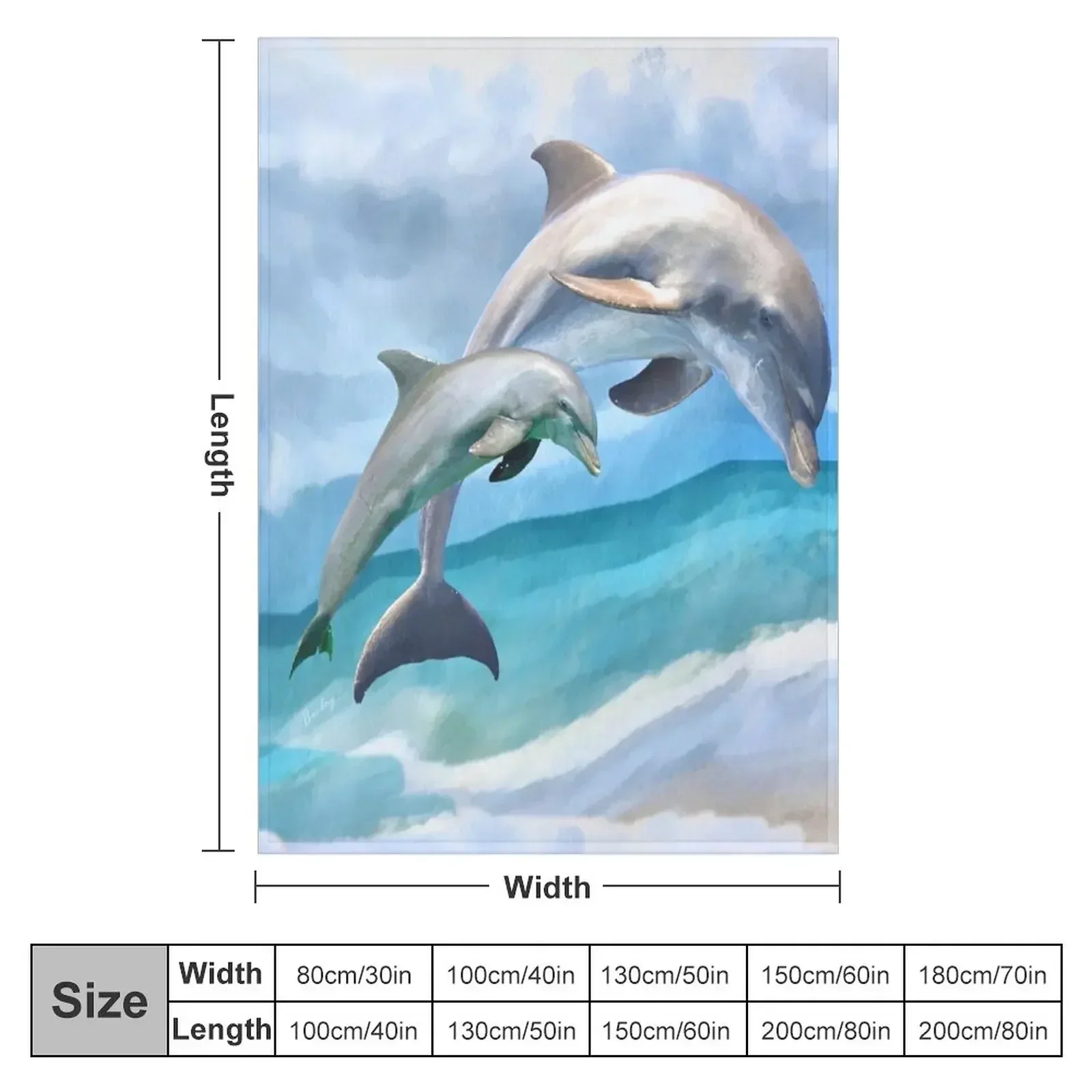 Playful Dolphins Throw Blanket couch cozy soft plush fuzzy picnic outdoor blanket