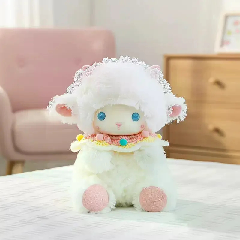 Fluffy Angel Sheep Stuffed Plush Toy Premium Soft Doll Kawaii Sleep Companion Great for Girls Birthday Gift Bedroom Ornament