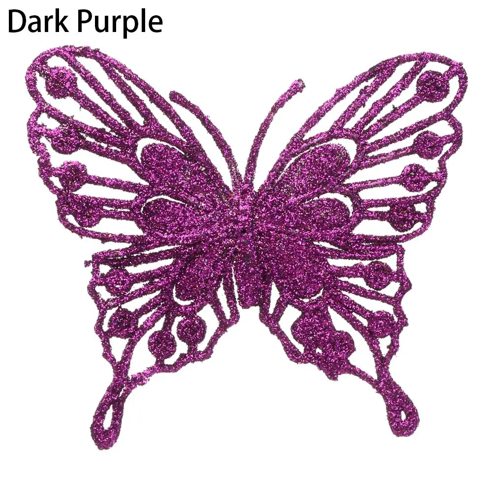 New Artifical New Year Decor Gold Powder Fake Butterfly Christmas Tree Decorations Home Xmas Ornaments Christmas Butterfly