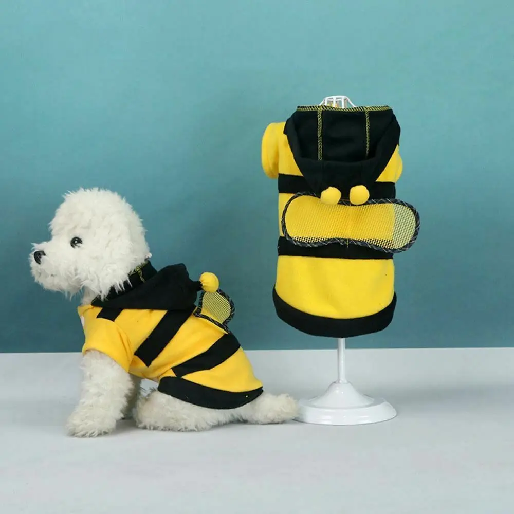 1pc Bee Pet Puppy Coat Apparel Outfit Fleece Clothes Dog Cat Hoodie Fancy Costume Halloween Cosplay Sweater Dog Hoodies Coat