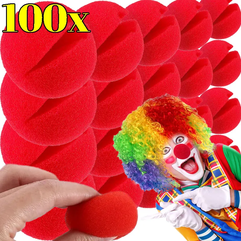 1-200 Uds. Nariz de payaso rojo DIY bolas de esponja de espuma accesorios de disfraz de Cosplay divertido circo actuación fiesta suministros de decoración de Halloween