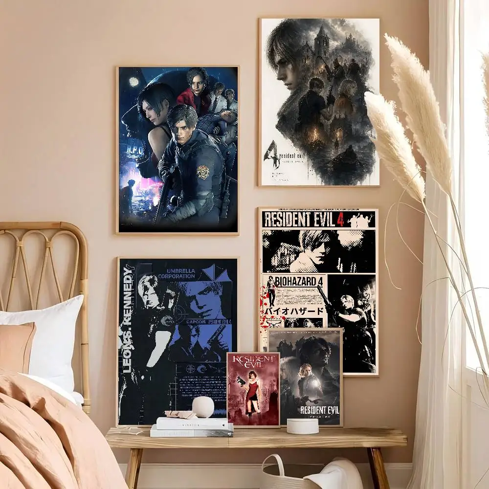 1PC Game R-Resident Evil Movie Sticky Posters Retro Kraft Paper Sticker DIY Room Bar Cafe Aesthetic Art Wall Painting