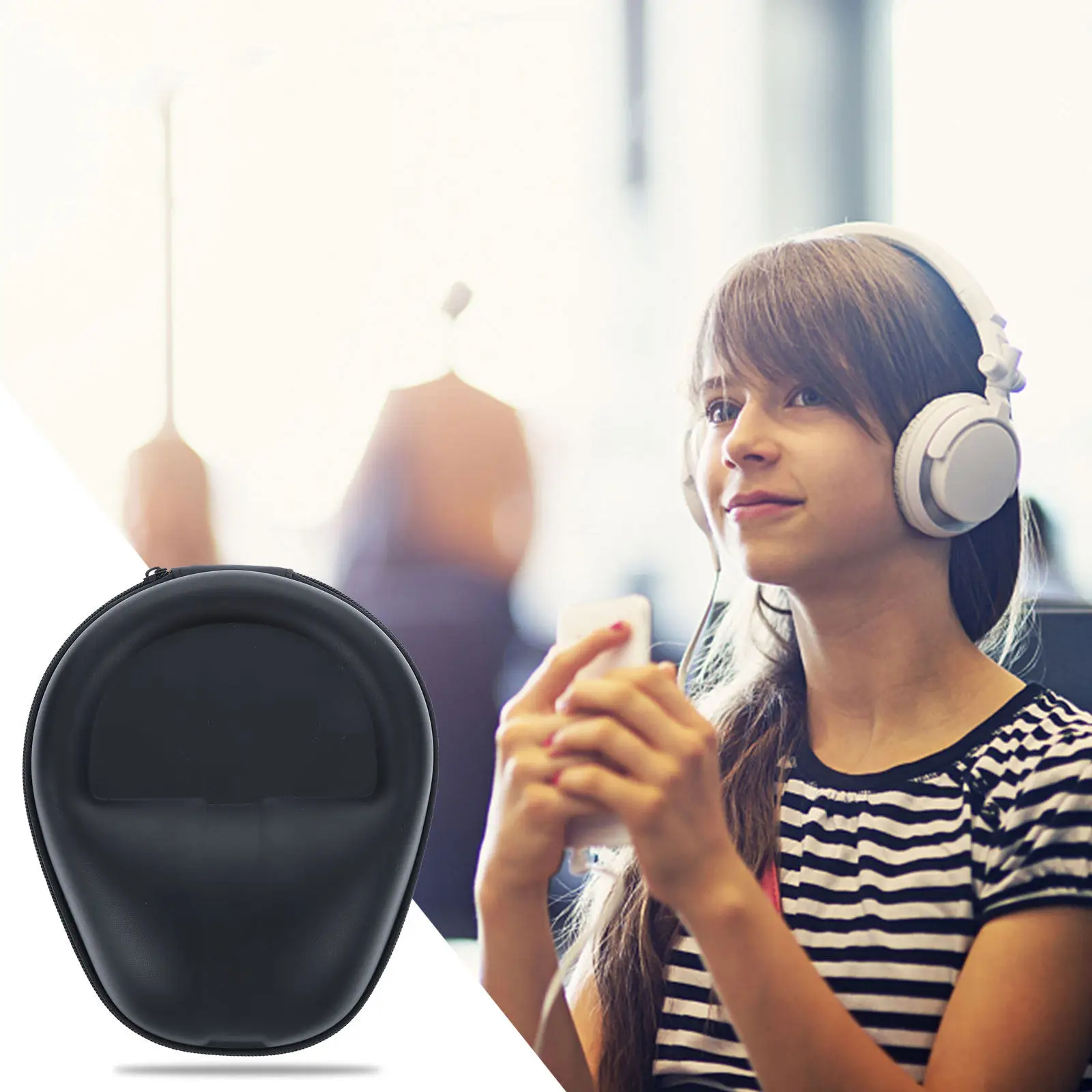 Elegant Zipper Headset Bag Hard Shell Headphone Carrying Case Wear Resistant Dirt Resistant for Wh Ch700n and Similar Models