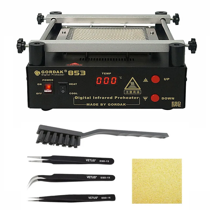 

GORDAK 853 Anti-static Preheating Station Digital Display Button Setting Temperature Desoldering Station 12 * 12cmheating Plate