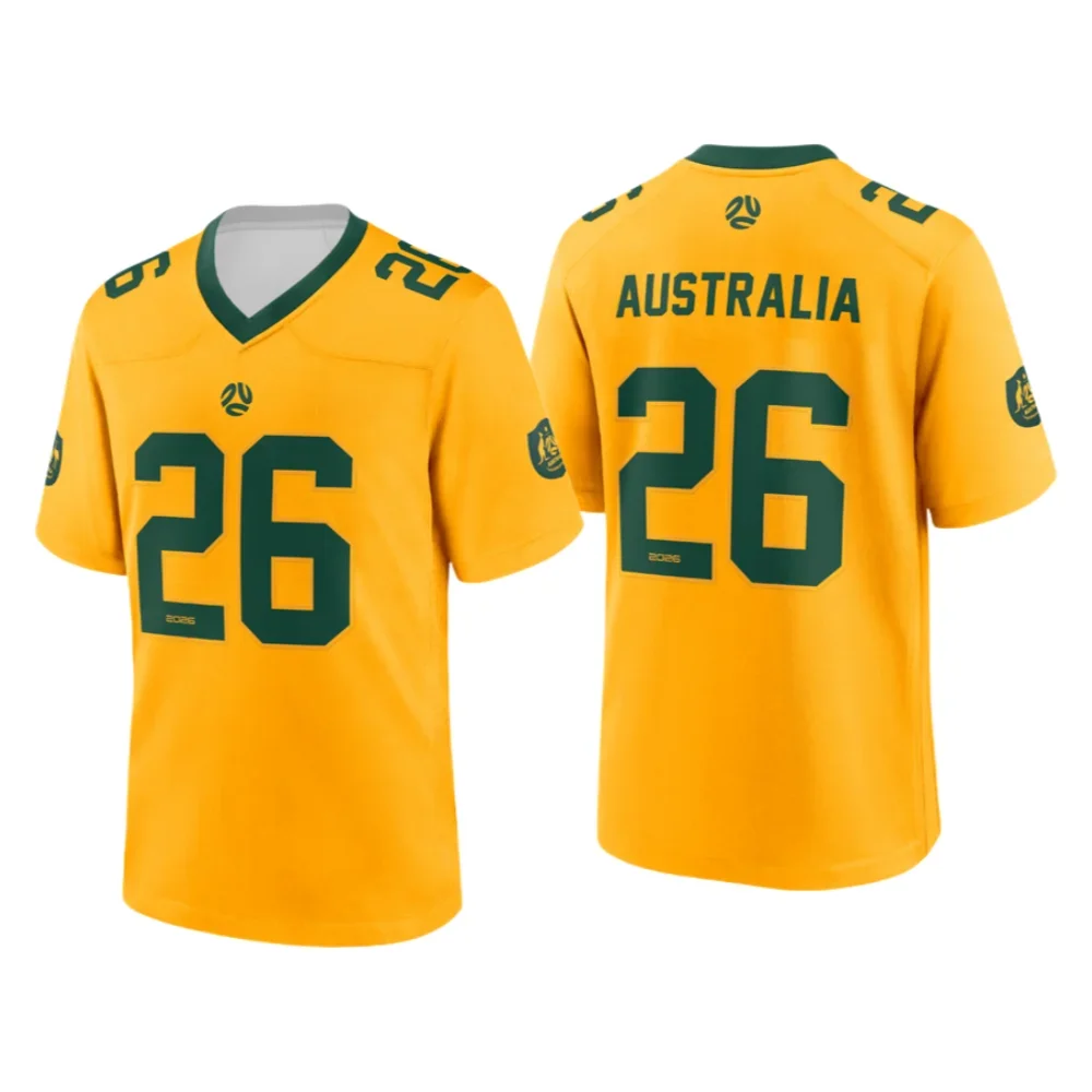 2026 Special America Rugby Style Australia National Team Football Jersey Number 26 Green Gold Soccer Shirt Unisex Sports Tee