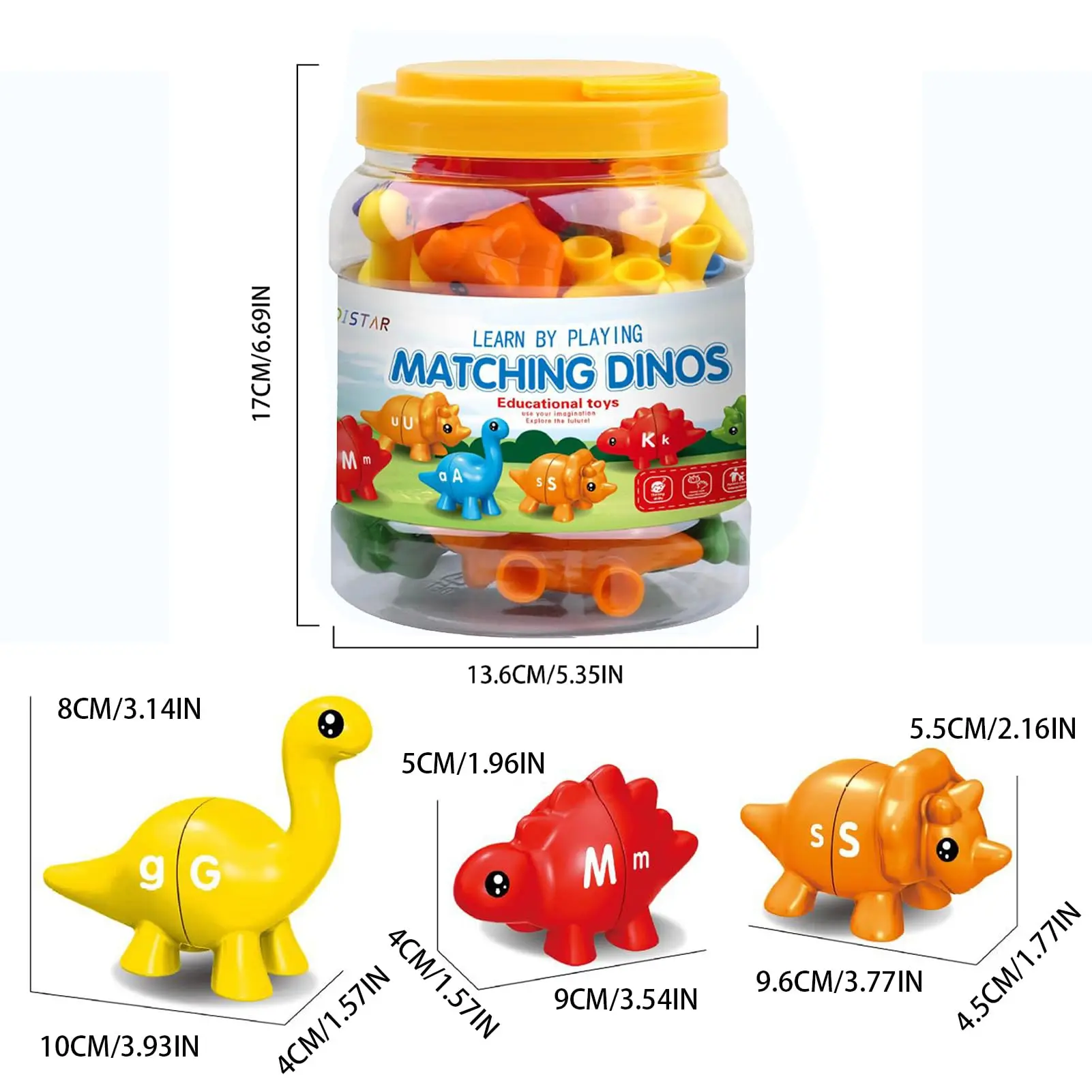 Dino Literacy Lab - Ensemble assorti de 26 pièces de l'alphabet bilingue avec dinosaure et lettres texturées |   Jouet d'éducation précoce STEM pour l'âge