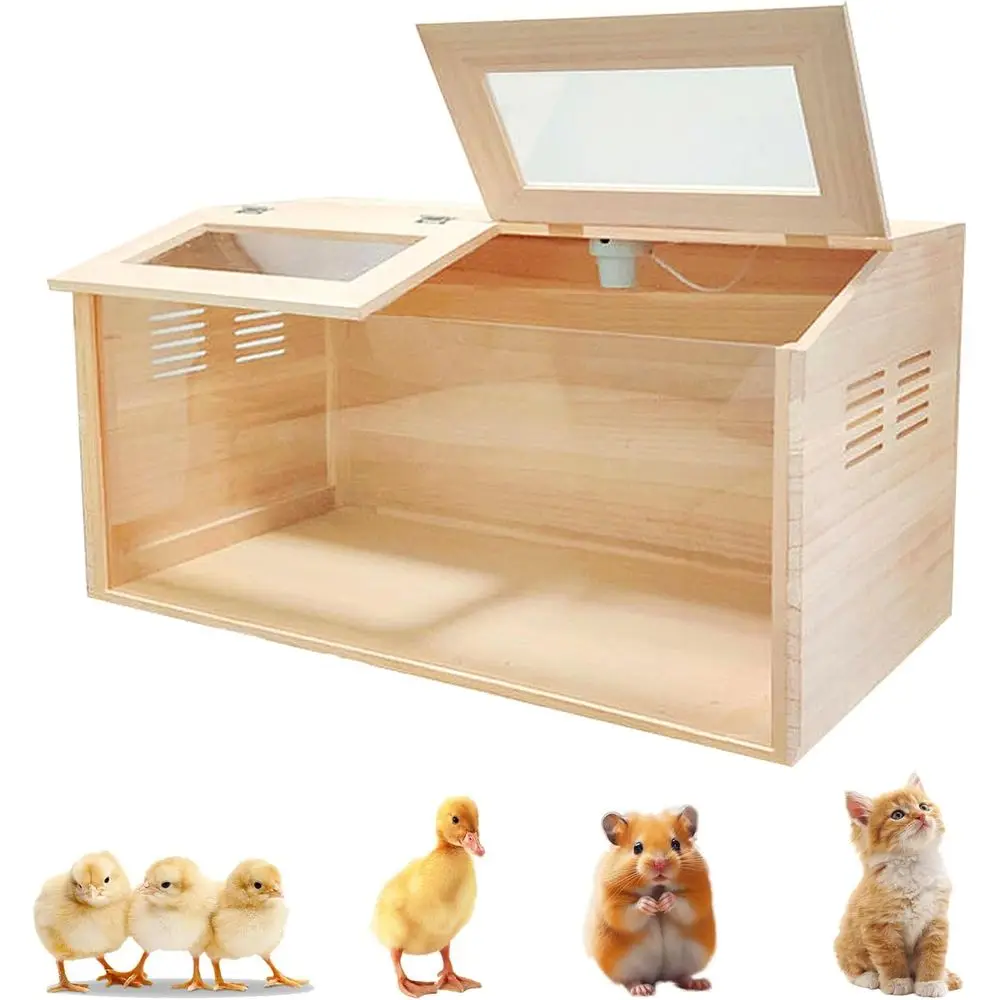 

Solid Wood Chicken Brooder Box with Lighting Kit & Thermometer - Indoor Brooding for 25 Chicks (32x16x16) - Ideal for Chickens,