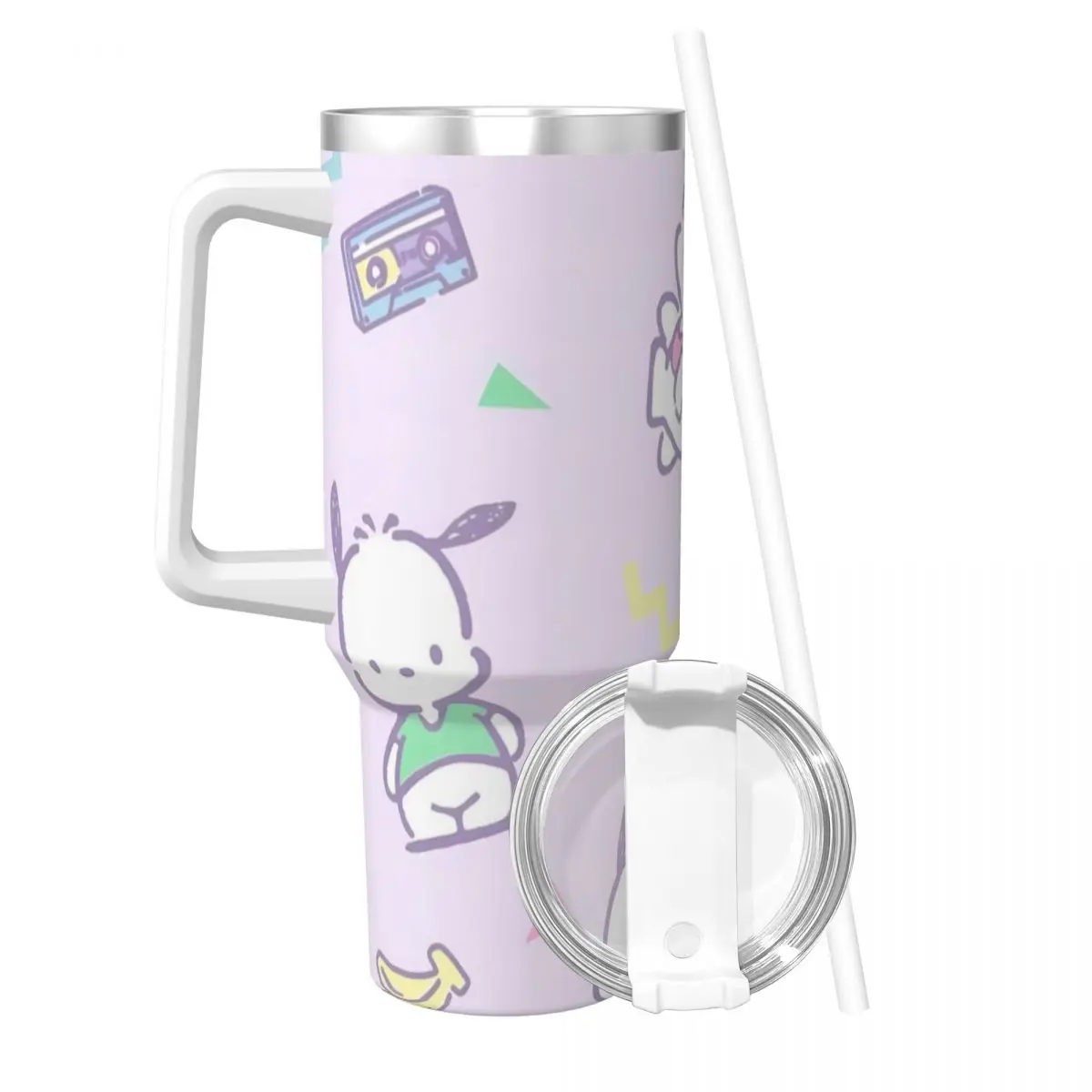 Pochacco Tumbler Cold and Hot Water Bottle Heat Preservation Stainless Steel Coffee Mug Custom DIY Driving Car Mugs