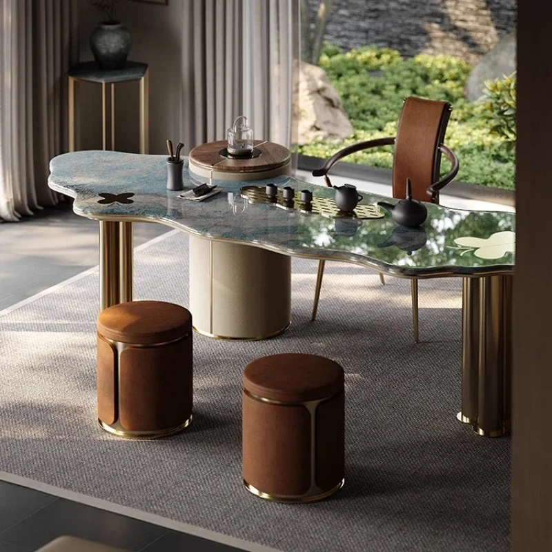 Yundie tea table light luxury modern high-end kettle integrated natural luxury stone tea table tea table
