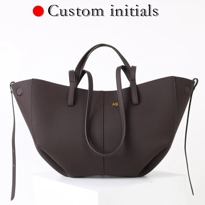 Custom Initials Leather Tote Bag For Women Luxury Designer Handbag Purse 2026 New In Cowhide With Inner Pocket Underarm Shoulder