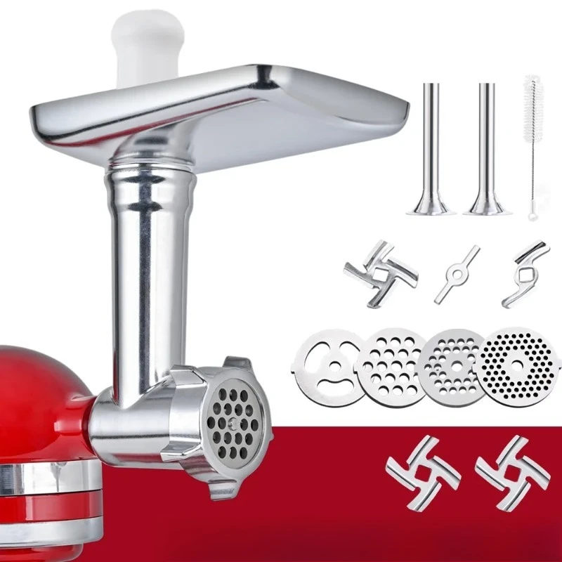 Premium Aluminum Alloy Meat Grinder Attachment for All KitchenAid Stand Mixers - 17 Accessories, Must Pair