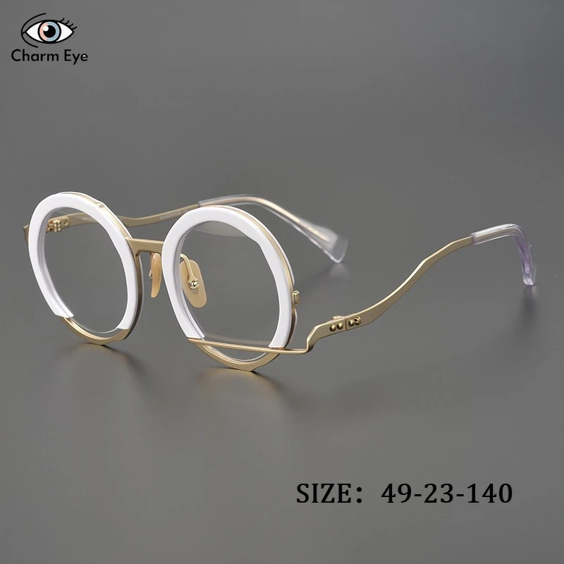 

New Retro Optical Eyeglass Frames Irregular Men Women Circular Frame White Fashion Personalized Myopia Anti Blue Light Glasses