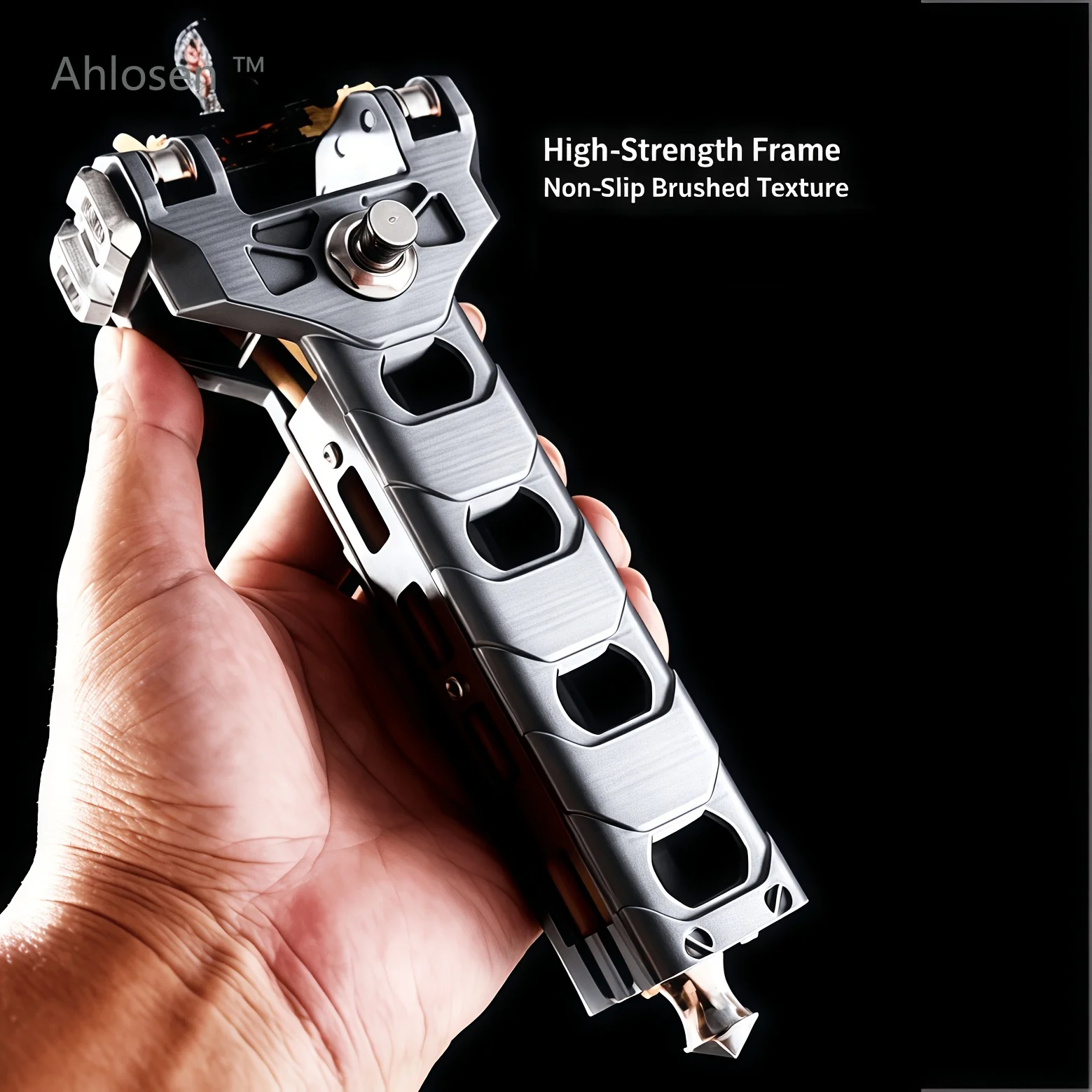 Double-clamp Rapid-fire Slingshot with Hollow Handle, Free with 100 Steel Balls 3 Bands and Laser, Ideal Outdoor Hunting
