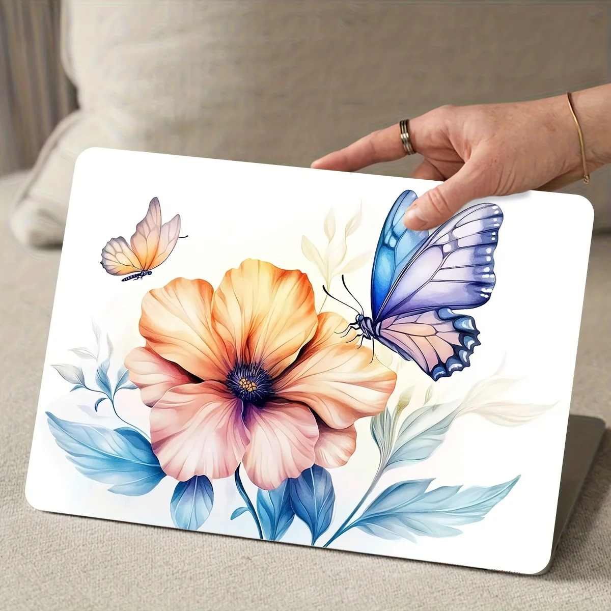 2 Pieces/Set Vinyl Laptop Case Butterfly Sticker Scratch Resistant DIY Art Case Universal Netbook Skin Sticker Non reusable