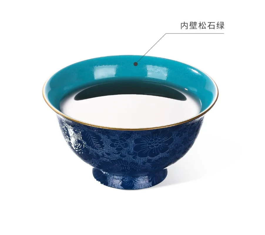 Porcelain high-end tea set gift box turquoise green press cup master cup teacup