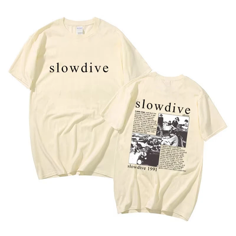 Britain Band Slowdive Alison 1991 Graphic T Shirt Tour 90s Classic Vintage Men's Casual Oversized T-shirt Rock Men Women Tshirt