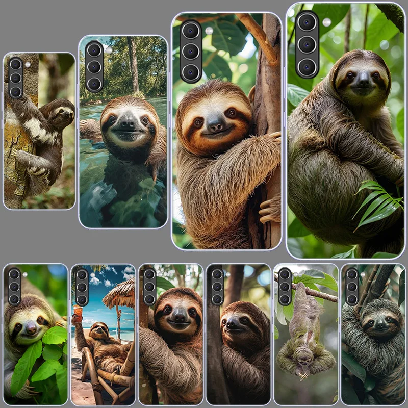 Cute Sloth Phone Case for Samsung A54 A14 A24 A34 A17 A37 A57 A55 A35 A25 A15 A13 A23 A33 A53 A07 A05S A04S A03 A73 Galaxy Note