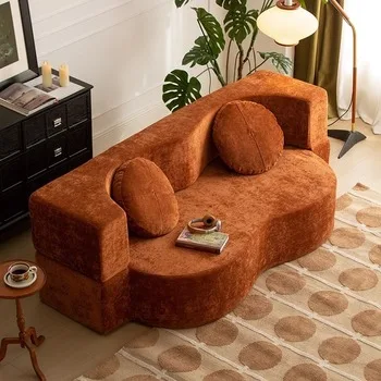 

!@Modern Minimalist Foldable Sofa Vacuum Compression Curved Shaped for Small Living Room Apartments Filled with Sponge Material