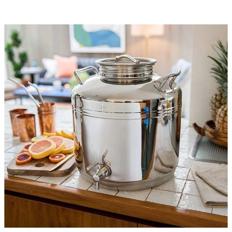 

Stainless Steel Bucket Restaurant Large Capacity round Barrel Outdoor Camping with Faucet Tea Bucket 10L