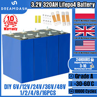 Dreamdash LiFePO4 Battery Grade A 320Ah 10000 Cycles 3.2V Rechargeable Phosphate Cell DIY 12V 24V 48V lifepo4 battery
