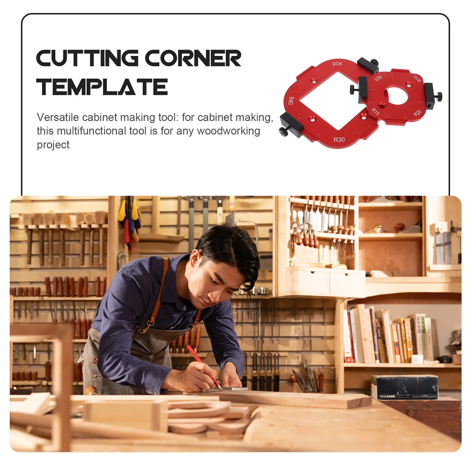 

2Pcs Woodworking Round Corner Punch Router Circle Cutting Jig Red Dual Size Templates for DIY Projects Rounded Corner Template