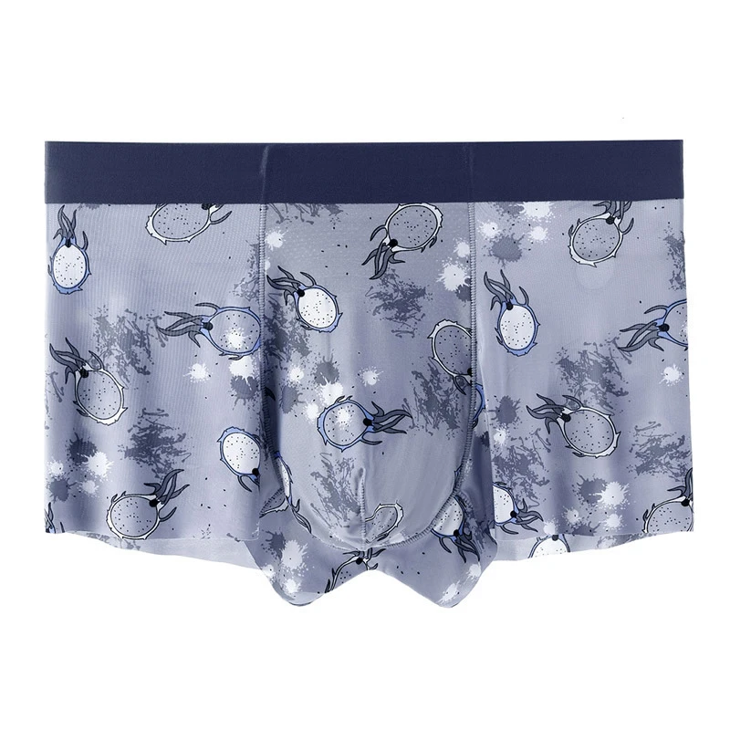 Ijs Zijde Naadloze Heren Ondergoed Snel Droog Sexy Slipje Heren U Bulge Buidel Onderbroek Mode Print Grote Maat Boxershorts