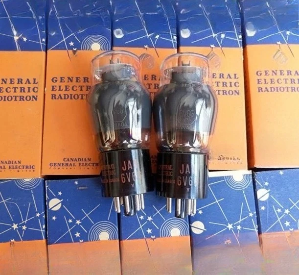 for Canadian 6V6G vacuum tubes upgraded to 6P6P, 6n6c, 6V6GT, cylindrical shape, original box, inkjet tubes