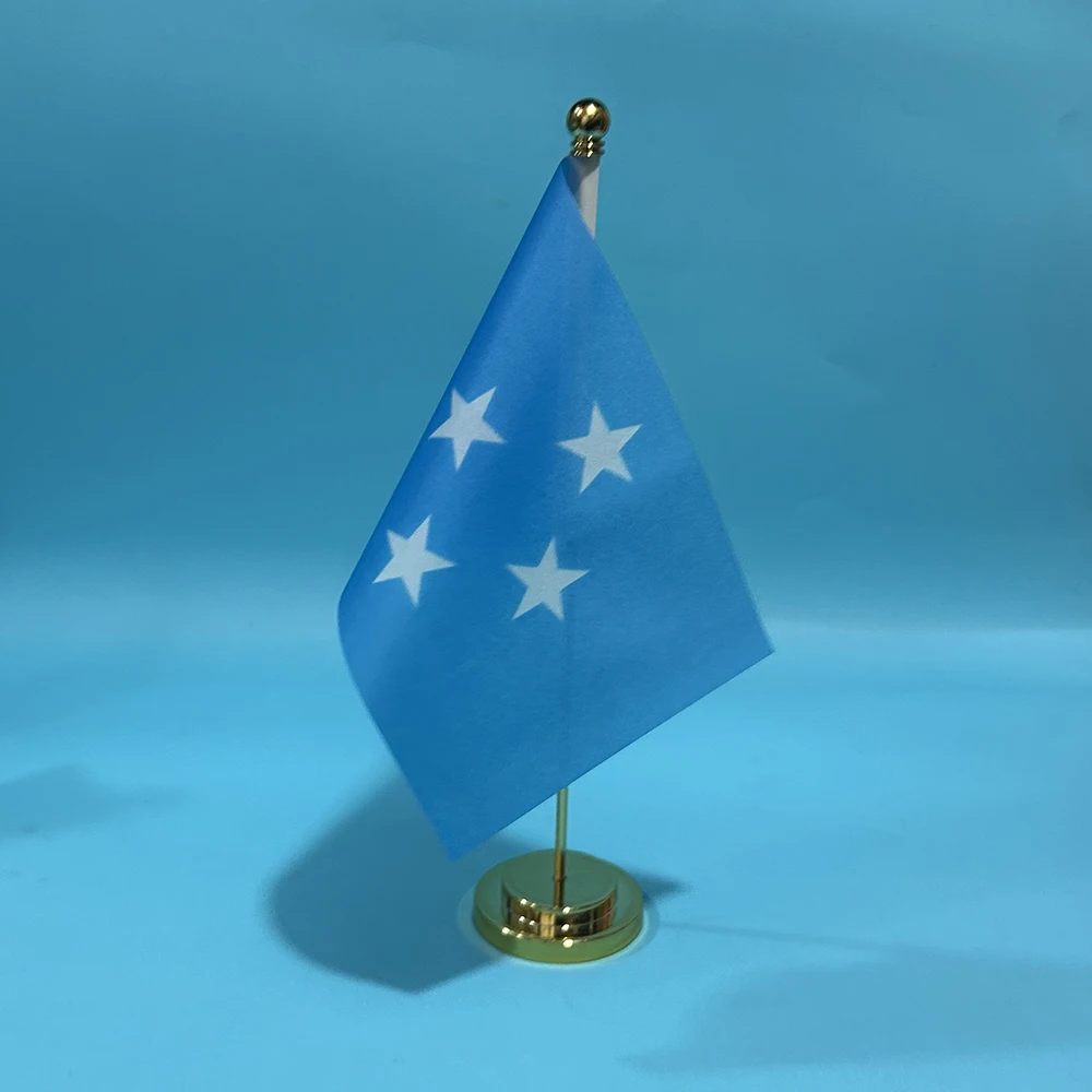 Office Desk Flag of Micronesia Flag 14x21cm Polyester Micronesia National Flag Country Banner Desk Ornaments Flags