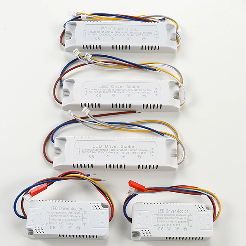 Sterownik stałoprądowy LED 20-40W/40-60W SMD PCB lekki zasilacz sufitowy 3 kolory 2 wyjście transformatory oświetleniowe AC165-265V
