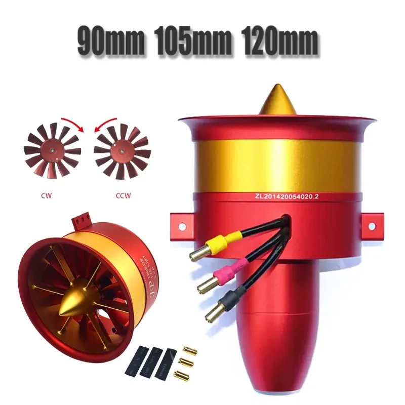 90/105/120mm Metal Ducted Fan 12-Blade EDF Unit 5060/4260/4250 Motor 6S/12S/14S for RC Airplane High Thrust Racing Power