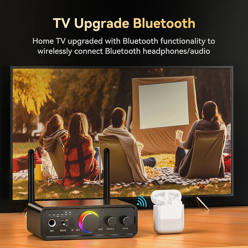 Multi Function Bluetooth 5.3 Audio Transmitter Receiver DAC/AUX/RCA/USB/Coaxial/Optical/6.5MM Karaoke Hifi DSP Wireless Adapter