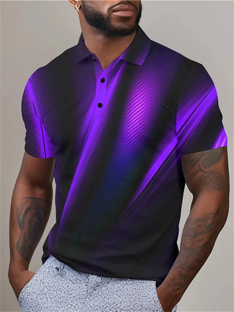 New Summer Men\'s Collar Polo Shirt Golf Optical Illusion 3d Printed Street Short Sleeve Print Clothing Designer Breathable Shirt