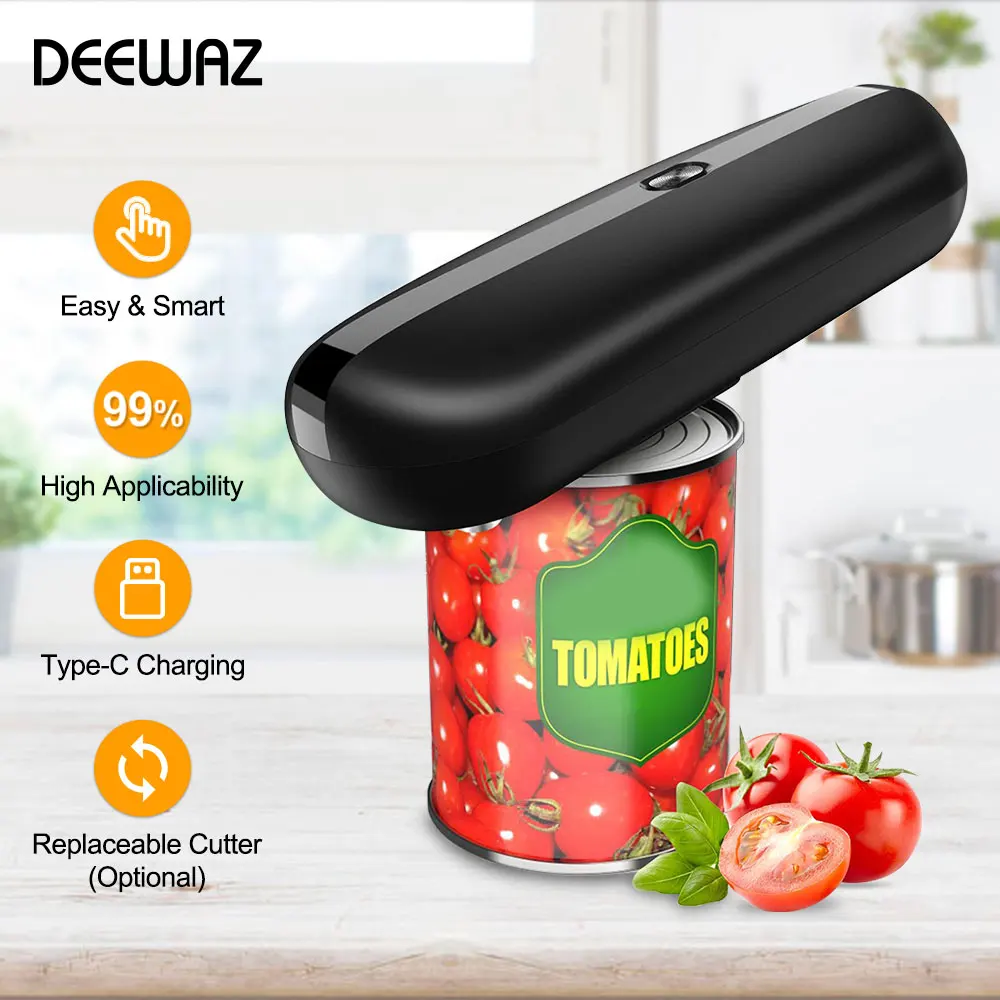 DEEWAZ Electric Can Opener Automatic Opening Tin Lid Tool Rechargeable for Canned Food