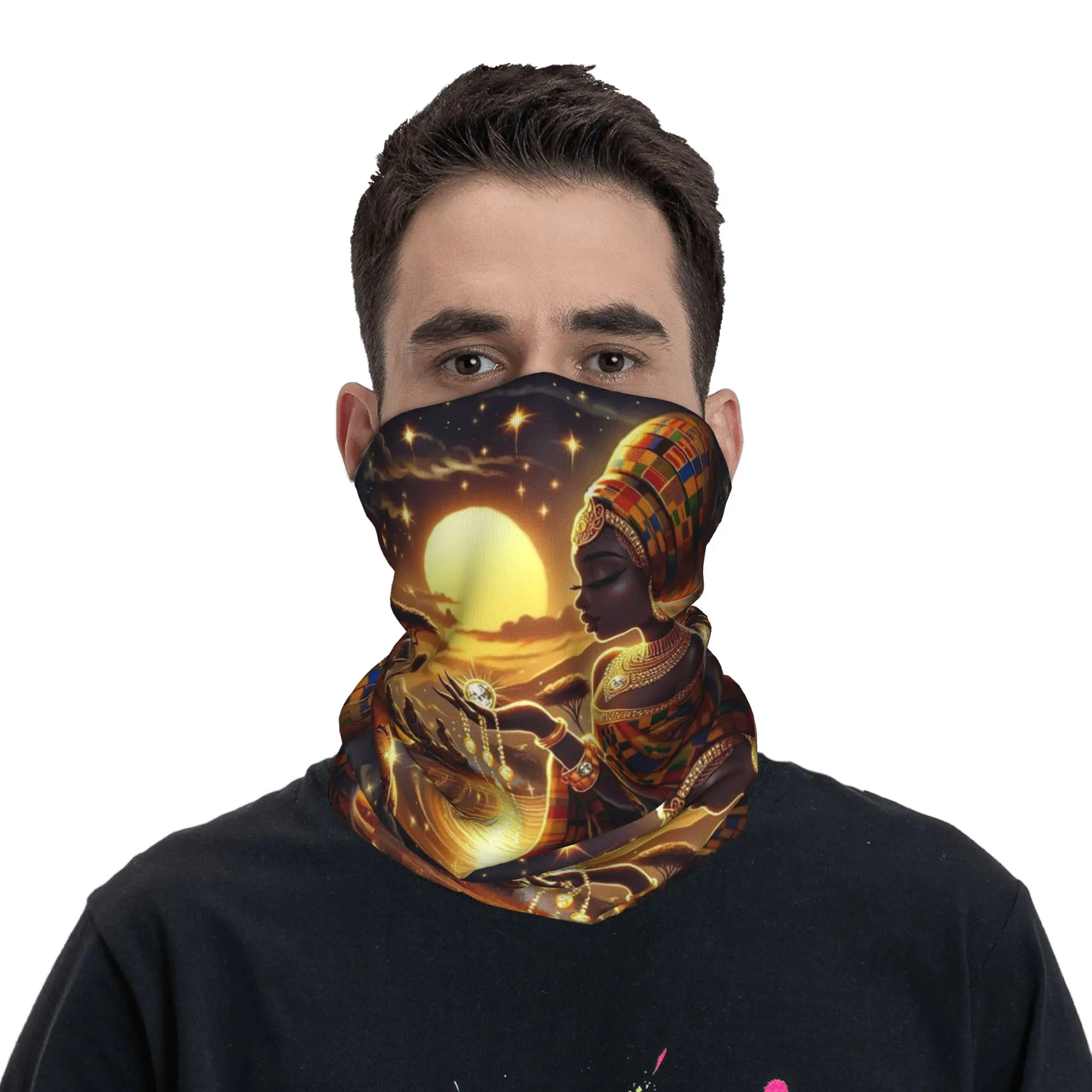 African Women Pattern Bandana Neck Cover Printed Mask Scarf Multi-use Face Mask Hiking Fishing For Men Women Adult