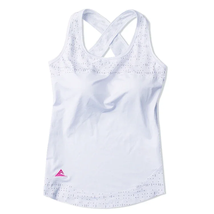 

Women Tennis Vest Quick Dry Shirt Running Fitness Shockproof Gathering No Rims Gym Workout Yoga T Shirts with Chest Pad