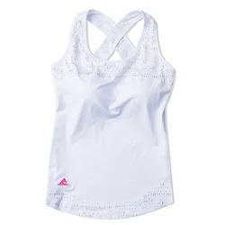 Women Tennis Vest Quick Dry Shirt Running Fitness Shockproof Gathering No Rims Gym Workout Yoga T Shirts with Chest Pad