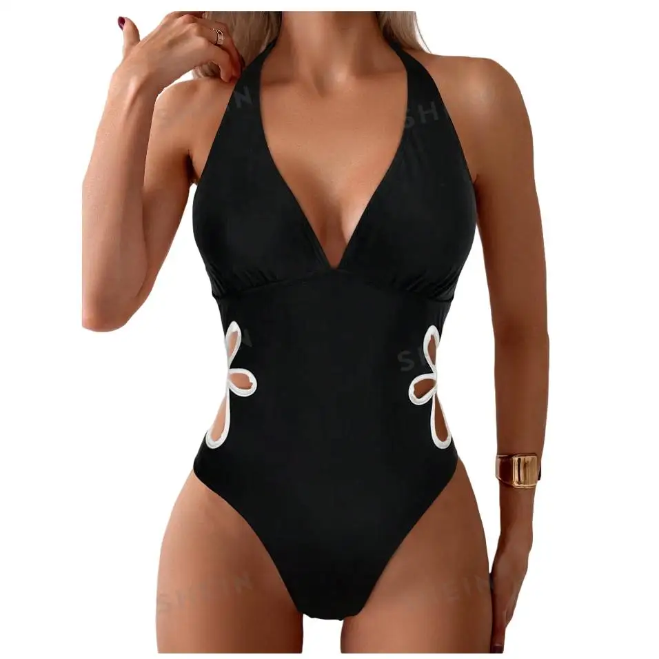 Cikini-Maillot de bain une pièce avec sangle de cou, parfait pour les vacances, évider, plage d'été