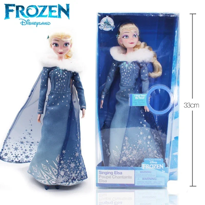 Disney Frozen Elsa Fashion Hair Play music Doll with Princess Action Figure Gift Xmas Collectible Model