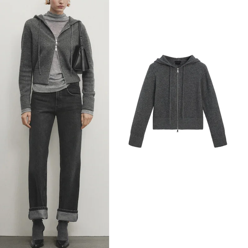 

Новинка 2024, женская трикотажная толстовка MD из смеси шерсти, спортивная одежда Jaet Long Sve, стандартная длина, полиэфирное волокно, весенний сезон