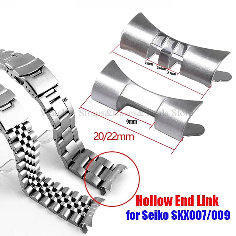 Stainless Steel Straight Curved End Link 18/19/20mm 22mm for Seiko SKX007/009 Connector for Jubilee for Oyster Watchband Adapter