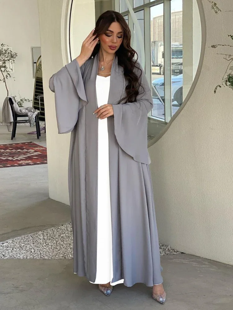 Марокканское женское платье, Abaya, комплект из 2 предметов, мусульманские платья с оборками на рукавах Дубая, ИД кафтан, вечернее длинное платье, платья, Abayas Robe