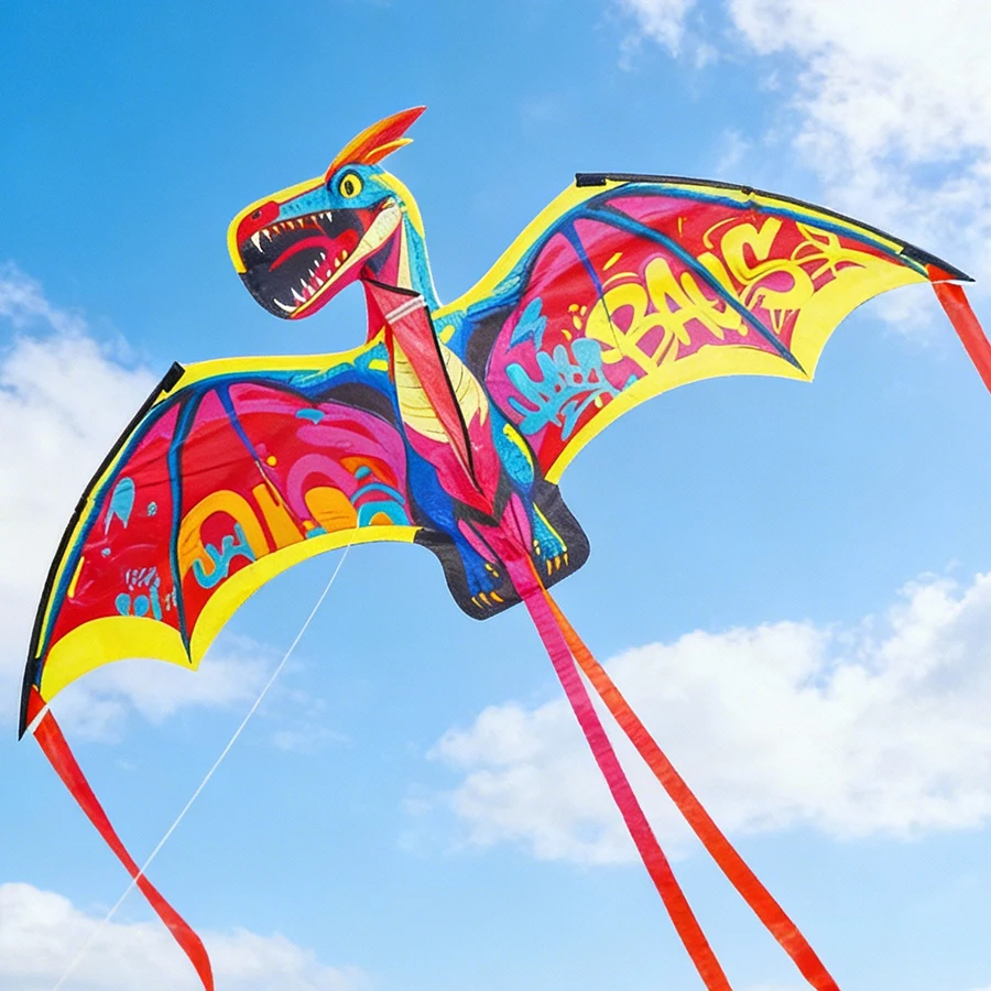 Yongjian Colorful Dragon Kite Upgrade Edition Heat-Sealed Craft Cartoon Kite Ideal for Beginners Includes 50m Kite String