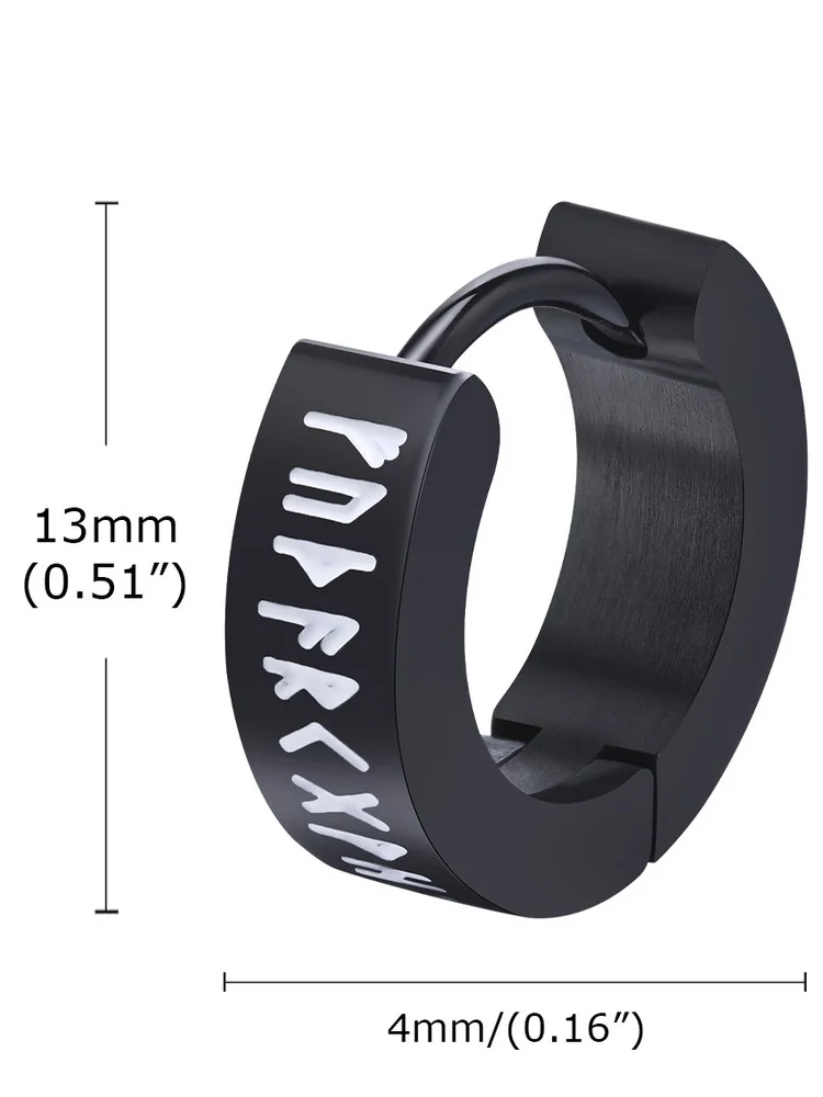 Viking Hoop Earrings for Men Stainless Steel