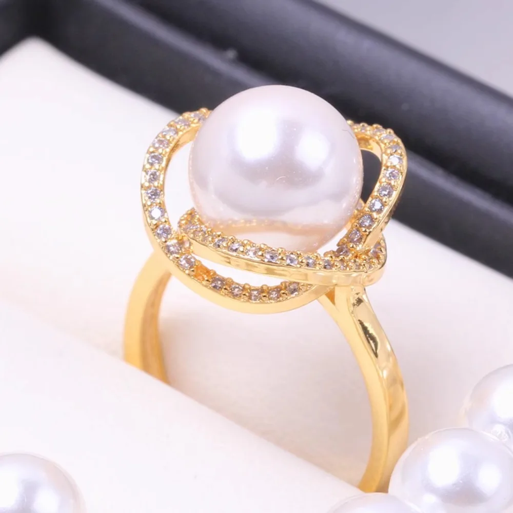 

5pcs Adjustable Gold Plated Pearl Ring Settings Findings & Accessories-for Jewelry Making Bulk Wholesale Craft Supplies 9-10mm