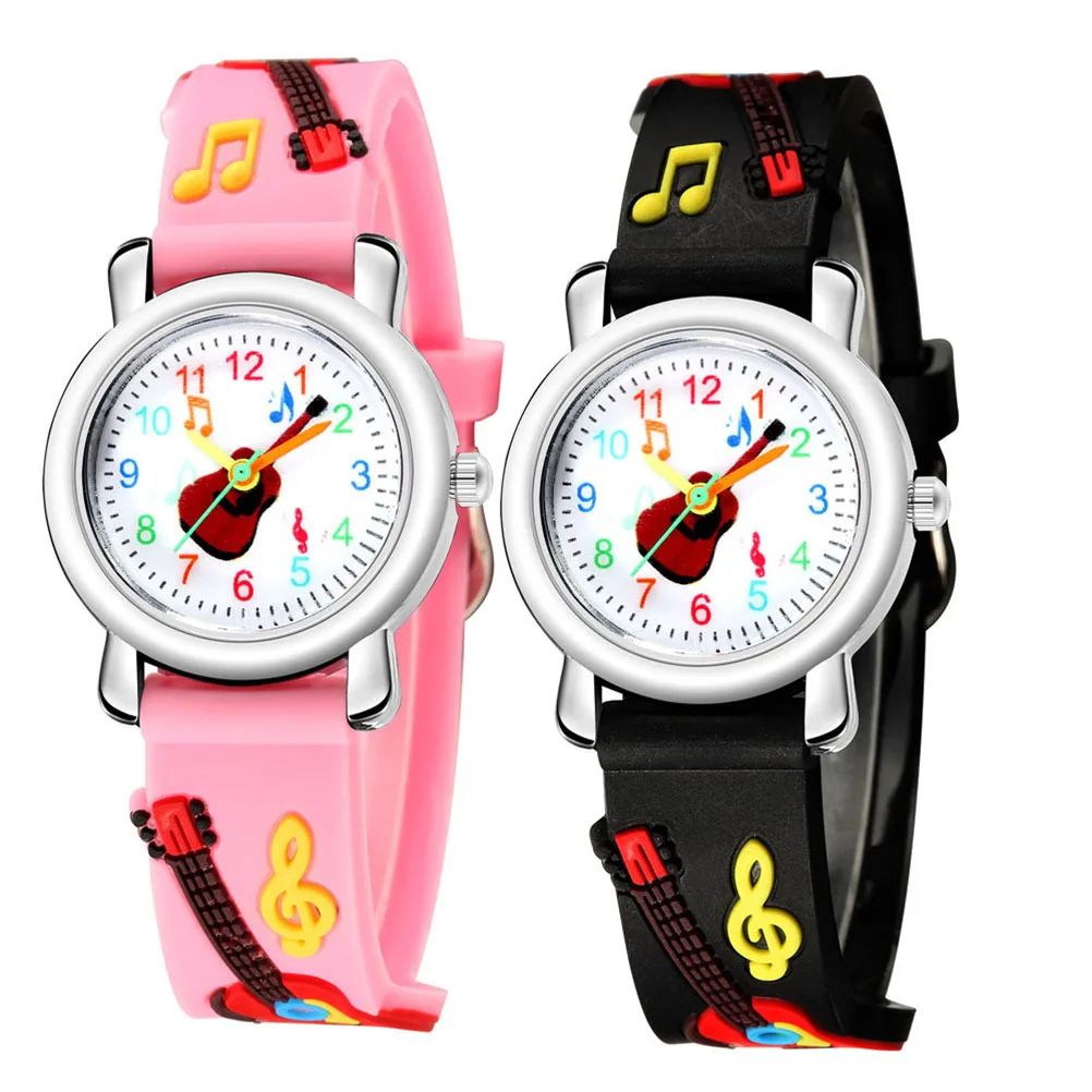 

Guitar Pattern Children Watch Guitar Design Durable Comfortable Strap Kids Wristwatch Birthday Gift Boys Girls Students