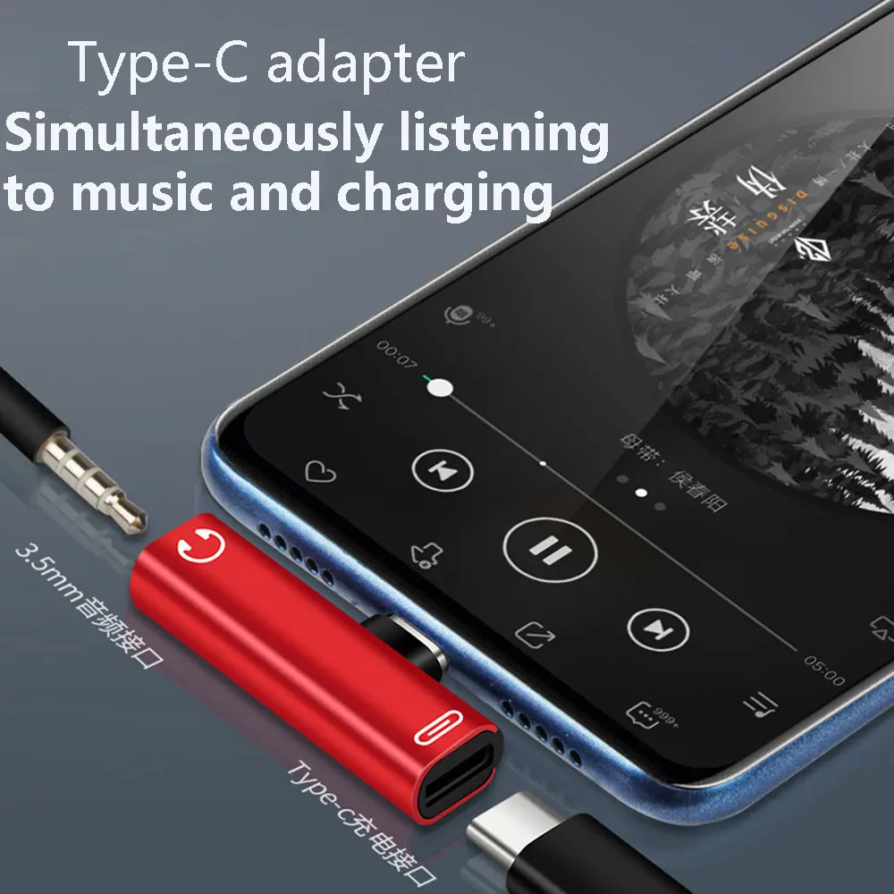 1Pcs for xiaomi Huawei Type-C 3.5 Jack Earphone Audio adapter 2 in 1 type c 3.5mm adapter USB C to 3.5mm AUX Headphone Adapter