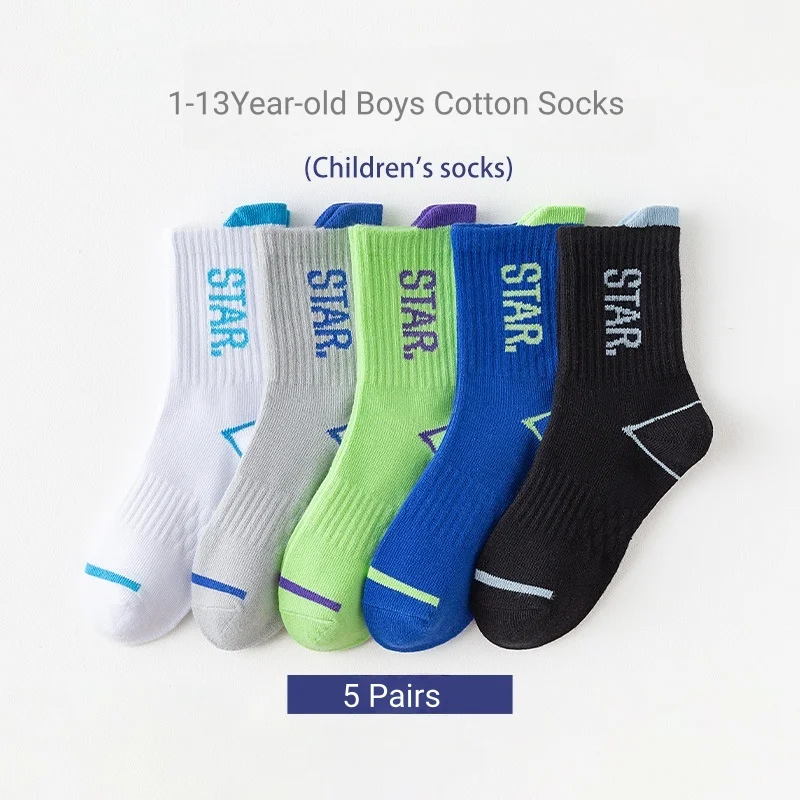 4 Paar Kindersocken Jungen Sportsocken Frühling Herbst Socken 1-14T Kinder Wadensocken – Detail 4