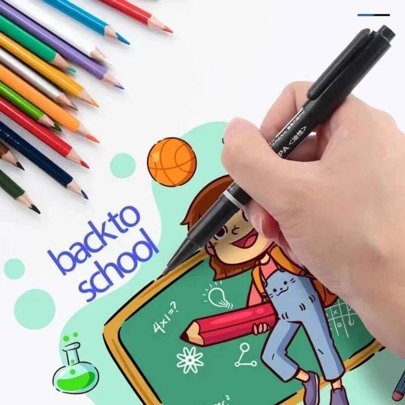 6 Pcs Permanent Waterproof Double-ended Marker Pen 0.5mm-1mm Fine Point Nib Marker Pen Red Black Blue Ink image 2